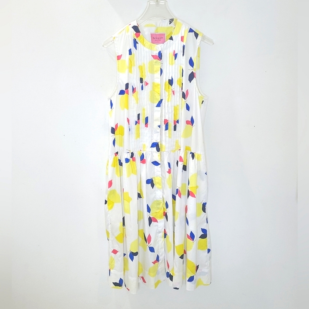 Kate Spade Lemon Zest Stretch Cotton Sleeveless Shirtdress Sz S NWT - Picture 3 of 16